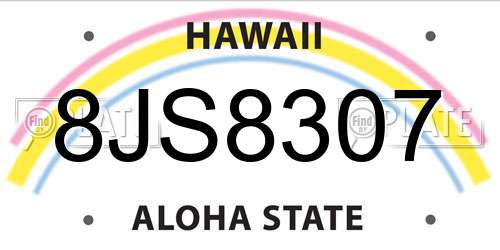 8JS8307 Hawaii License Plate