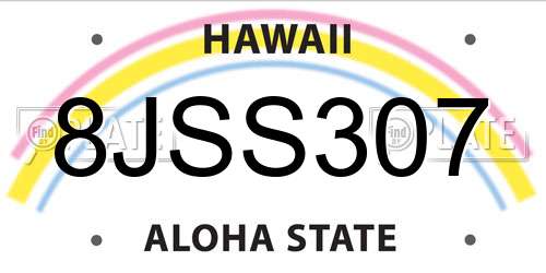 8JSS307 Hawaii License Plate