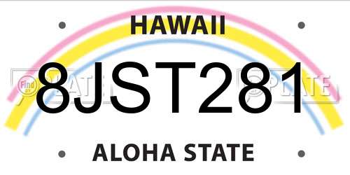 8JST281 Hawaii License Plate
