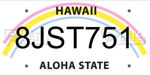 8JST751 Hawaii License Plate