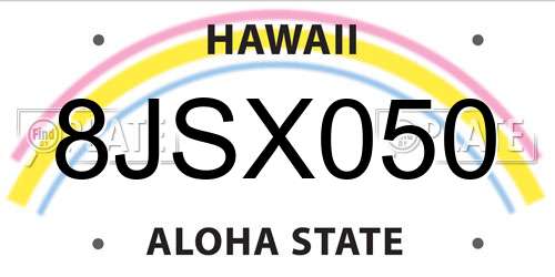 8JSX050 Hawaii License Plate