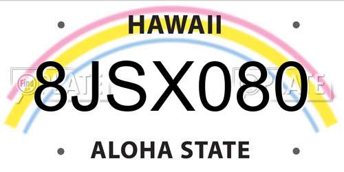 8JSX080 Hawaii License Plate