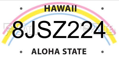 8JSZ224 Hawaii License Plate