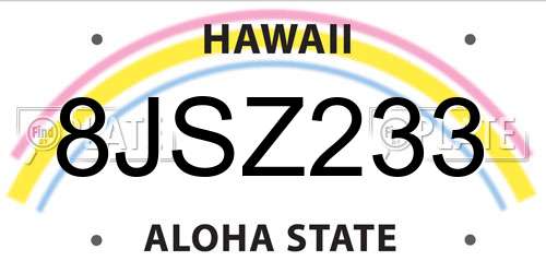 8JSZ233 Hawaii License Plate