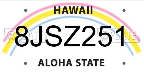 8JSZ251 Hawaii License Plate