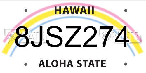 8JSZ274 Hawaii License Plate