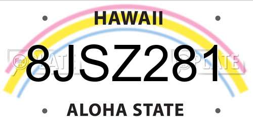 8JSZ281 Hawaii License Plate