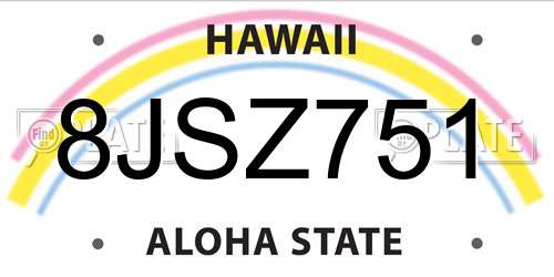 8JSZ751 Hawaii License Plate