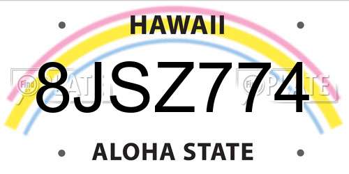 8JSZ774 Hawaii License Plate