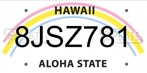 8JSZ781 Hawaii License Plate