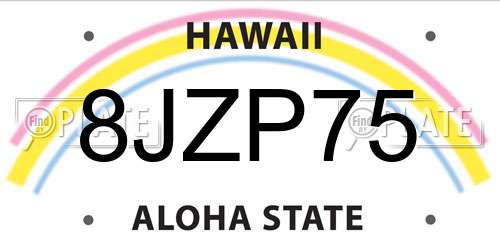 8JZP75 Hawaii License Plate