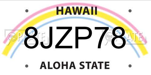 8JZP78 Hawaii License Plate