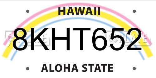 8KHT652 Hawaii License Plate