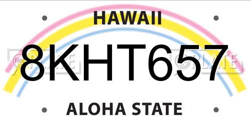 8KHT657 Hawaii License Plate