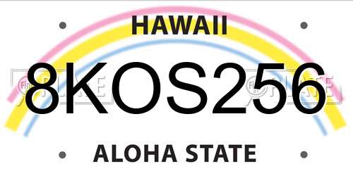 8KOS256 Hawaii License Plate