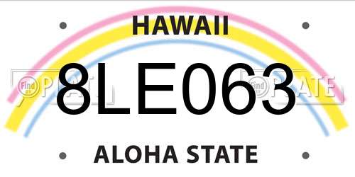 8LE063 Hawaii License Plate