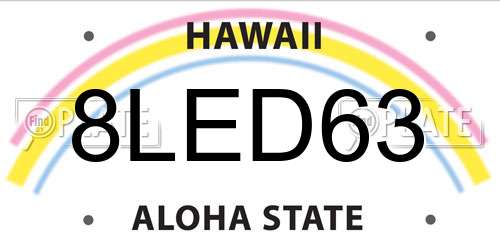 8LED63 Hawaii License Plate