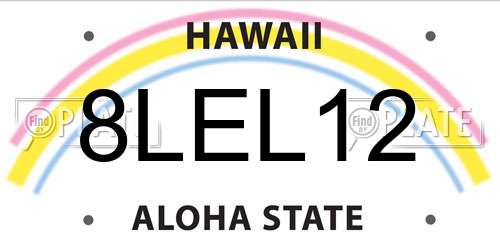 8LEL12 Hawaii License Plate