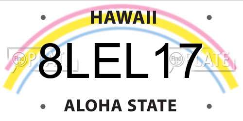 8LEL17 Hawaii License Plate