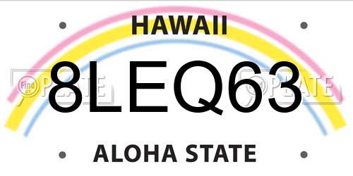 8LEQ63 Hawaii License Plate
