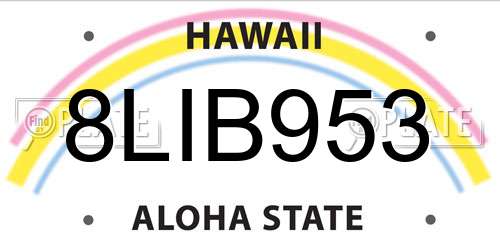 8LIB953 Hawaii License Plate