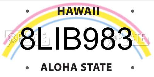 8LIB983 Hawaii License Plate