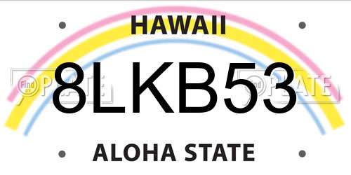 8LKB53 Hawaii License Plate