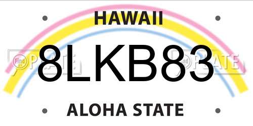 8LKB83 Hawaii License Plate