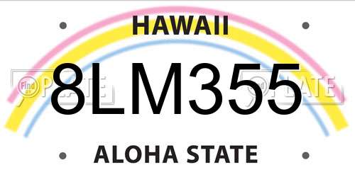 8LM355 Hawaii License Plate