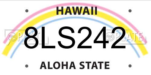 8LS242 Hawaii License Plate
