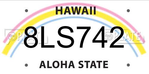 8LS742 Hawaii License Plate