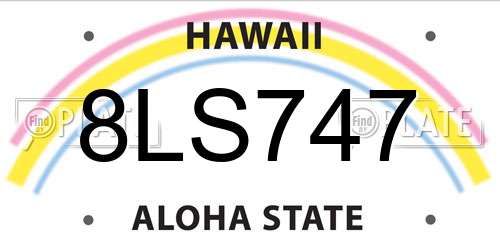 8LS747 Hawaii License Plate