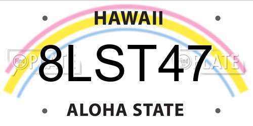 8LST47 Hawaii License Plate
