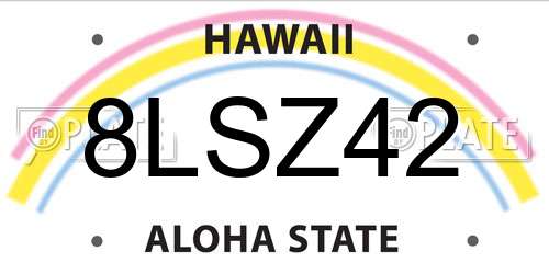 8LSZ42 Hawaii License Plate