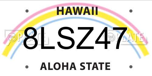 8LSZ47 Hawaii License Plate