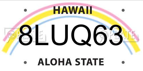 8LUQ63 Hawaii License Plate