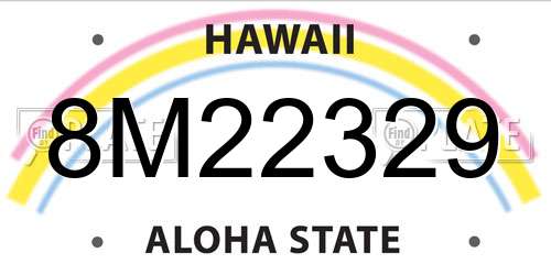 8M22329 Hawaii License Plate