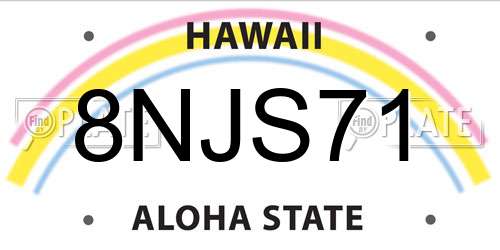 8NJS71 Hawaii License Plate