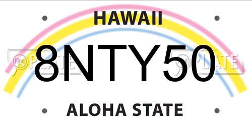 8NTY50 Hawaii License Plate