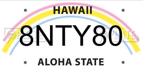8NTY80 Hawaii License Plate