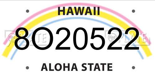 8O20522 Hawaii License Plate