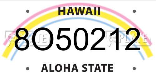 8O50212 Hawaii License Plate