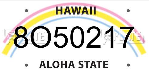 8O50217 Hawaii License Plate