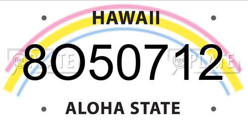 8O50712 Hawaii License Plate