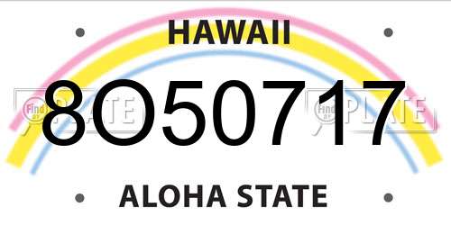 8O50717 Hawaii License Plate
