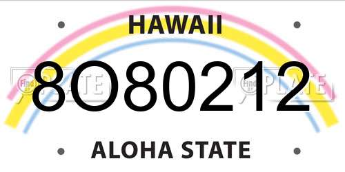 8O80212 Hawaii License Plate