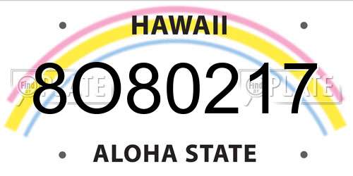 8O80217 Hawaii License Plate