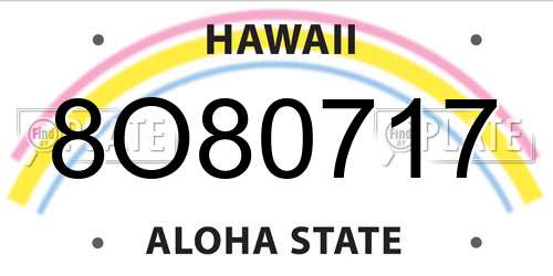 8O80717 Hawaii License Plate