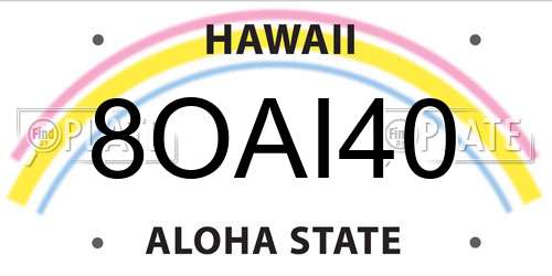 8OAI40 Hawaii License Plate