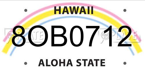 8OB0712 Hawaii License Plate